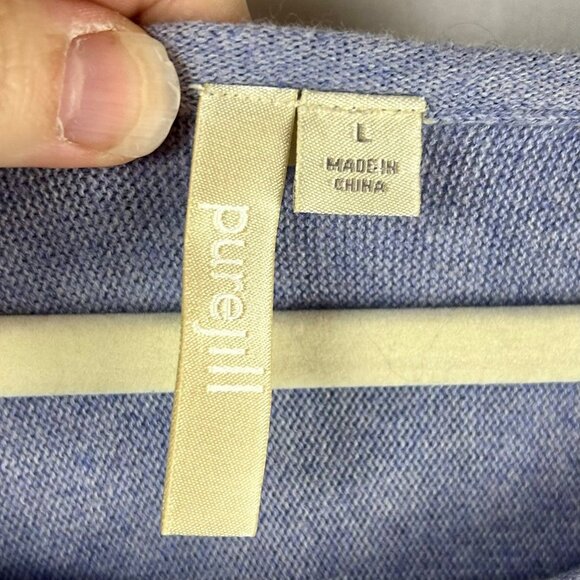 J Jill Pure Jill Bushed Soft Luxe Seamed Top Women Large Blue Cashmere Pockets - Picture 7 of 7